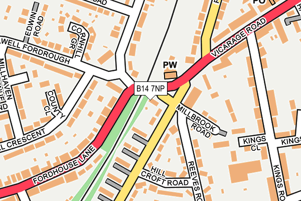 B14 7NP map - OS OpenMap – Local (Ordnance Survey)