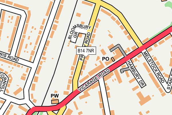 B14 7NR map - OS OpenMap – Local (Ordnance Survey)