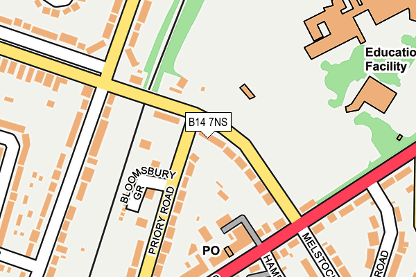 B14 7NS map - OS OpenMap – Local (Ordnance Survey)