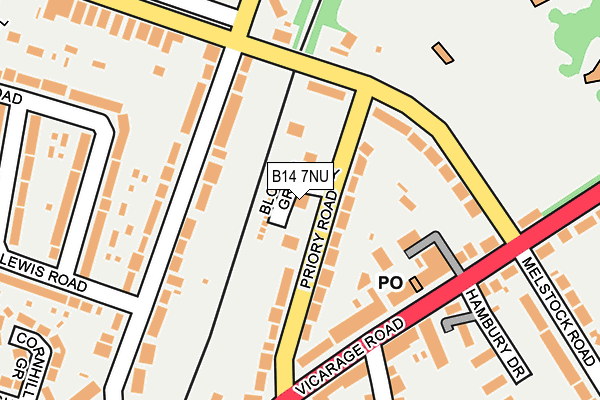 B14 7NU map - OS OpenMap – Local (Ordnance Survey)