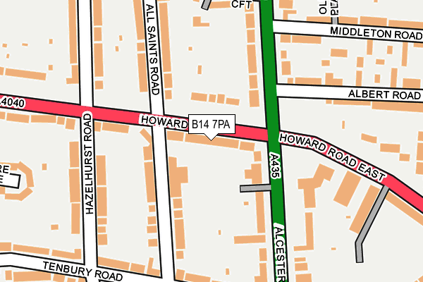 B14 7PA map - OS OpenMap – Local (Ordnance Survey)