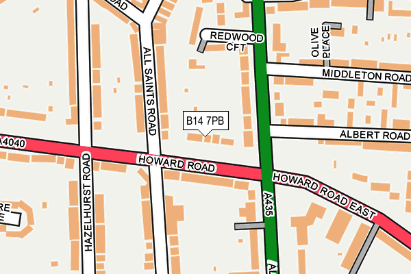 B14 7PB map - OS OpenMap – Local (Ordnance Survey)