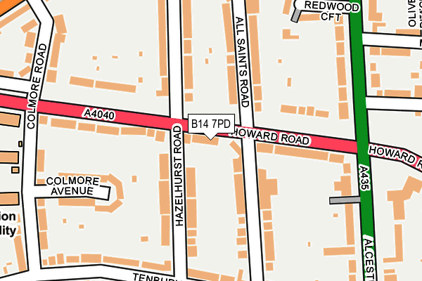 B14 7PD map - OS OpenMap – Local (Ordnance Survey)