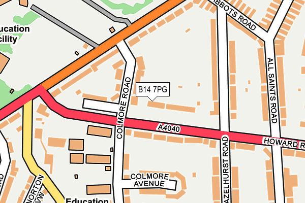 B14 7PG map - OS OpenMap – Local (Ordnance Survey)