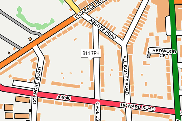 B14 7PH map - OS OpenMap – Local (Ordnance Survey)