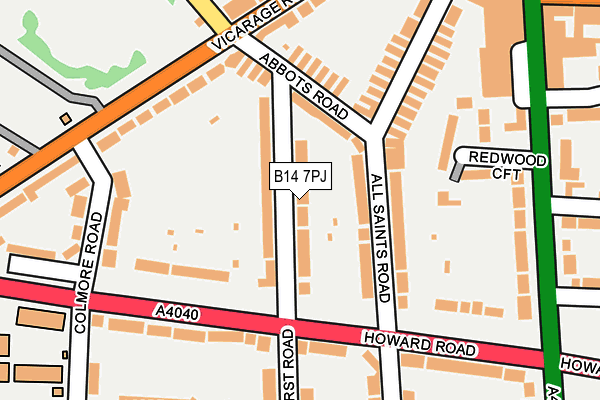 B14 7PJ map - OS OpenMap – Local (Ordnance Survey)