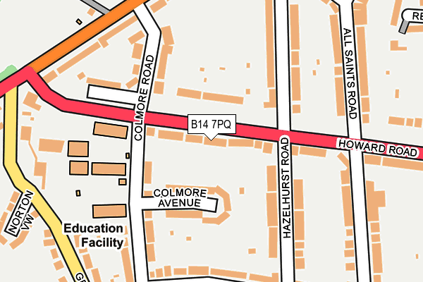 B14 7PQ map - OS OpenMap – Local (Ordnance Survey)
