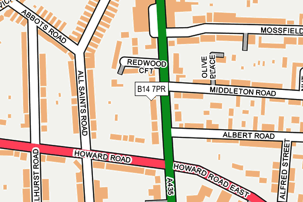 B14 7PR map - OS OpenMap – Local (Ordnance Survey)