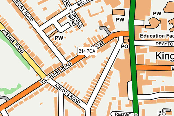 B14 7QA map - OS OpenMap – Local (Ordnance Survey)