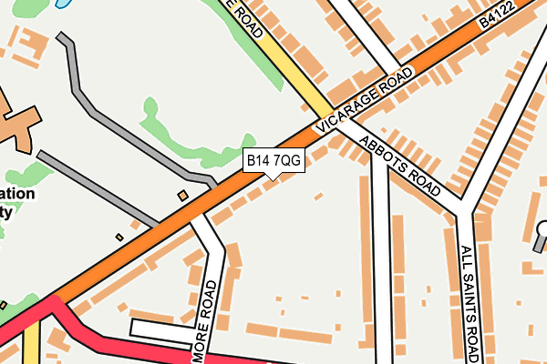 B14 7QG map - OS OpenMap – Local (Ordnance Survey)