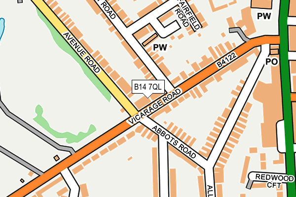 B14 7QL map - OS OpenMap – Local (Ordnance Survey)