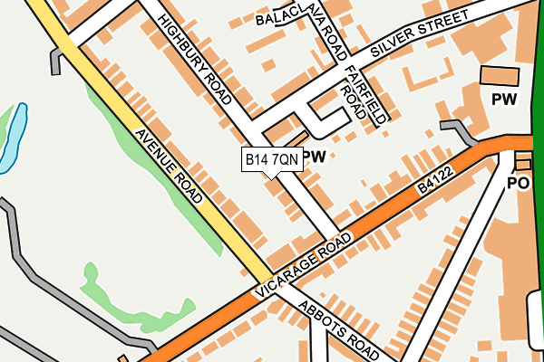 B14 7QN map - OS OpenMap – Local (Ordnance Survey)