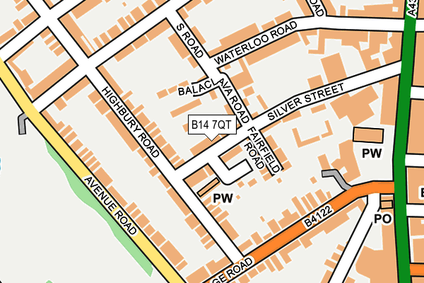 B14 7QT map - OS OpenMap – Local (Ordnance Survey)