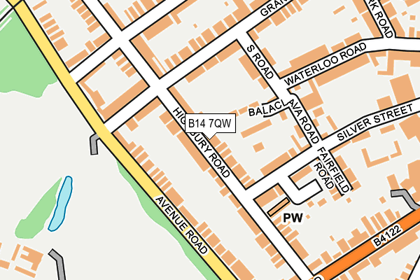 B14 7QW map - OS OpenMap – Local (Ordnance Survey)