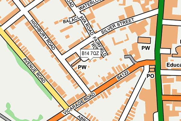 B14 7QZ map - OS OpenMap – Local (Ordnance Survey)