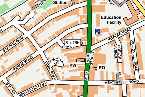 B14 7RH map - OS OpenMap – Local (Ordnance Survey)