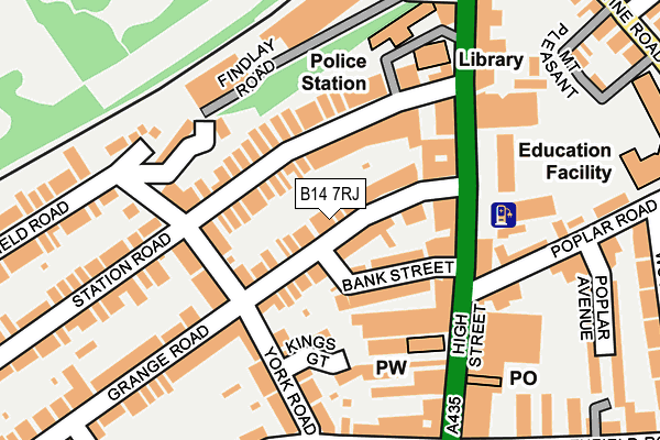 B14 7RJ map - OS OpenMap – Local (Ordnance Survey)