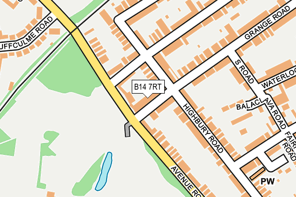 B14 7RT map - OS OpenMap – Local (Ordnance Survey)