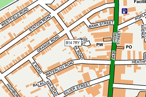 B14 7RY map - OS OpenMap – Local (Ordnance Survey)