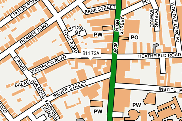 B14 7SA map - OS OpenMap – Local (Ordnance Survey)