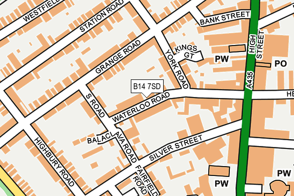 B14 7SD map - OS OpenMap – Local (Ordnance Survey)