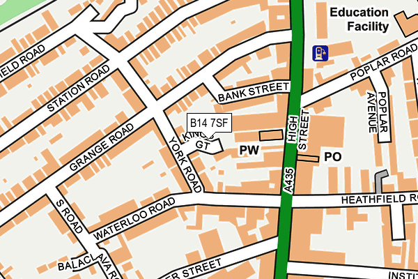 B14 7SF map - OS OpenMap – Local (Ordnance Survey)