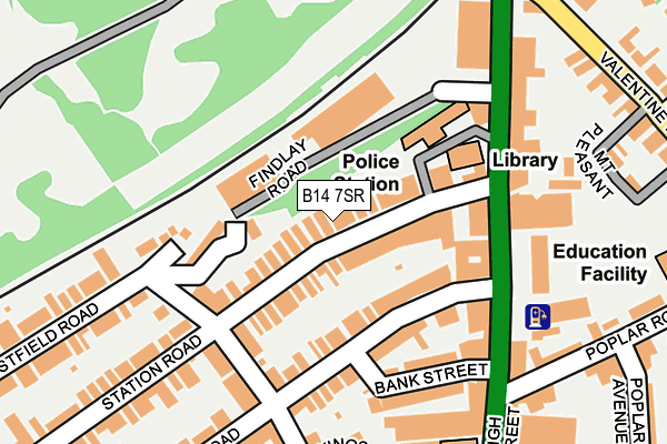 B14 7SR map - OS OpenMap – Local (Ordnance Survey)