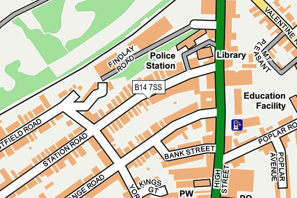 B14 7SS map - OS OpenMap – Local (Ordnance Survey)