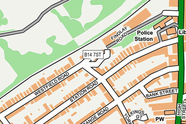 B14 7ST map - OS OpenMap – Local (Ordnance Survey)