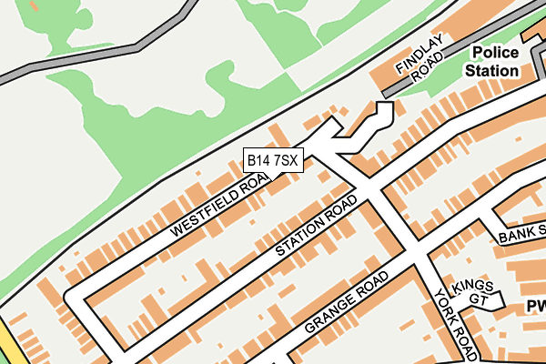 B14 7SX map - OS OpenMap – Local (Ordnance Survey)