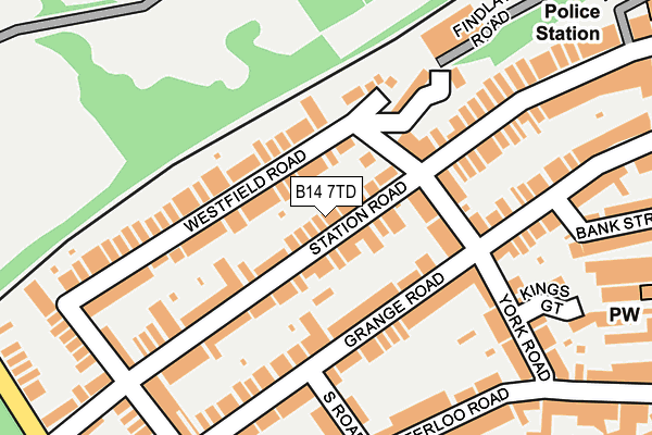 B14 7TD map - OS OpenMap – Local (Ordnance Survey)