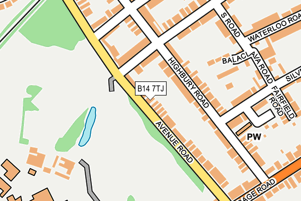 B14 7TJ map - OS OpenMap – Local (Ordnance Survey)