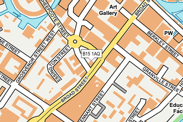 B15 1AQ map - OS OpenMap – Local (Ordnance Survey)