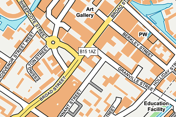 B15 1AZ map - OS OpenMap – Local (Ordnance Survey)