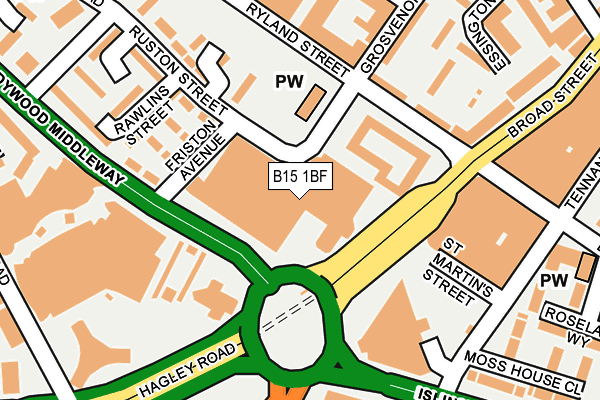 B15 1BF map - OS OpenMap – Local (Ordnance Survey)