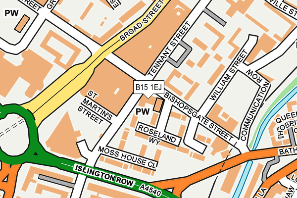 B15 1EJ map - OS OpenMap – Local (Ordnance Survey)