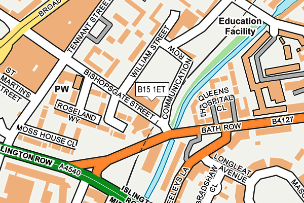 B15 1ET map - OS OpenMap – Local (Ordnance Survey)