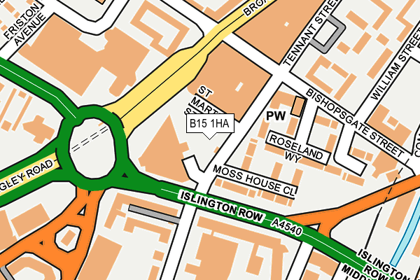 B15 1HA map - OS OpenMap – Local (Ordnance Survey)