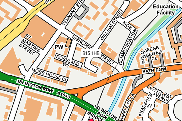 B15 1HB map - OS OpenMap – Local (Ordnance Survey)