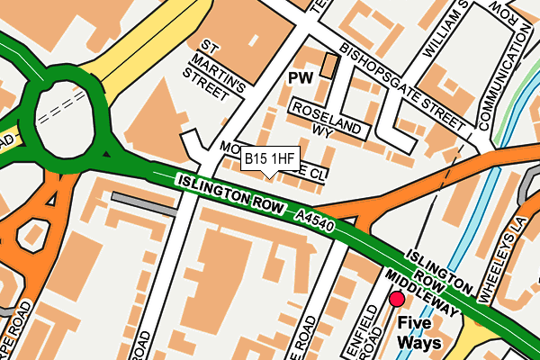 B15 1HF map - OS OpenMap – Local (Ordnance Survey)