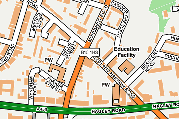 B15 1HS map - OS OpenMap – Local (Ordnance Survey)