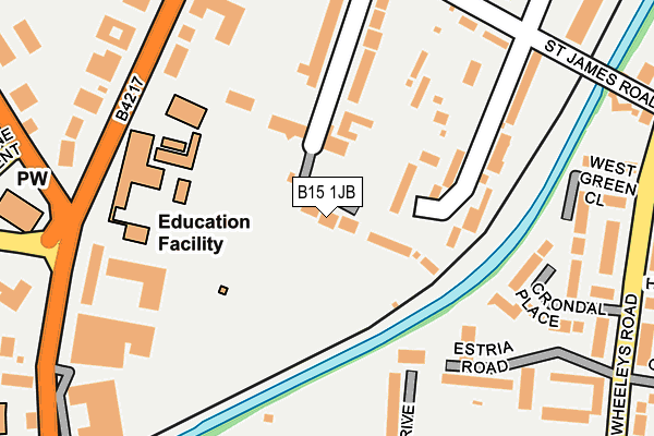 B15 1JB map - OS OpenMap – Local (Ordnance Survey)