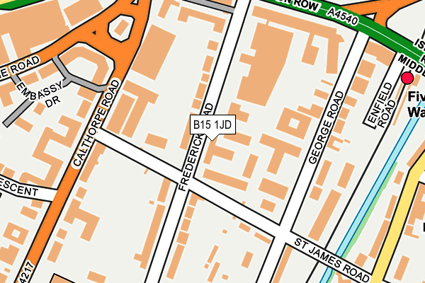 B15 1JD map - OS OpenMap – Local (Ordnance Survey)
