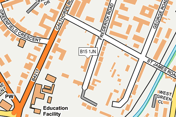 B15 1JN map - OS OpenMap – Local (Ordnance Survey)
