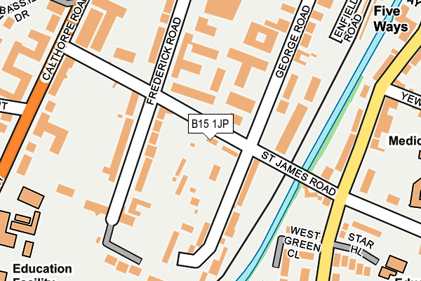 B15 1JP map - OS OpenMap – Local (Ordnance Survey)