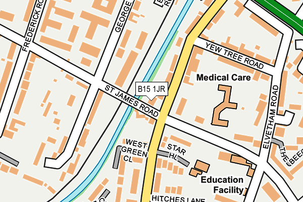 B15 1JR map - OS OpenMap – Local (Ordnance Survey)