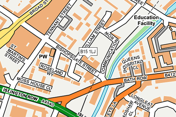 B15 1LJ map - OS OpenMap – Local (Ordnance Survey)