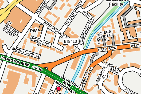 B15 1LS map - OS OpenMap – Local (Ordnance Survey)