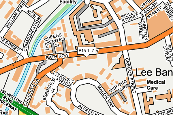 B15 1LZ map - OS OpenMap – Local (Ordnance Survey)