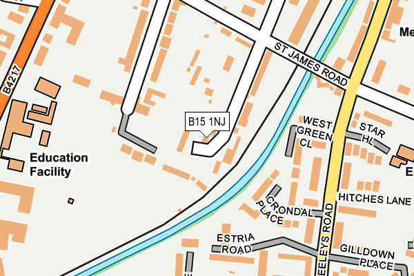 B15 1NJ map - OS OpenMap – Local (Ordnance Survey)